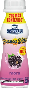 Packshot de yogurt Buenos Días Chiveria sabor mora en presentación de 200g