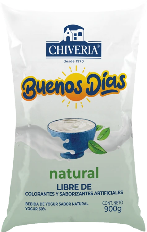 Packshot de yogurt Chivería Buenos Días sabor natural en presentación de 900g.