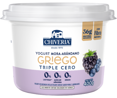 Yogurt Griego Triple Cero de Mora - Arándano Chiveria | Cremoso y Alto en Proteína