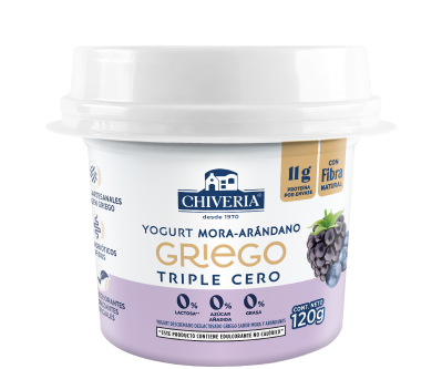 Yogurt Griego Triple Cero de Mora - Arándano Chiveria | Cremoso y Alto en Proteína